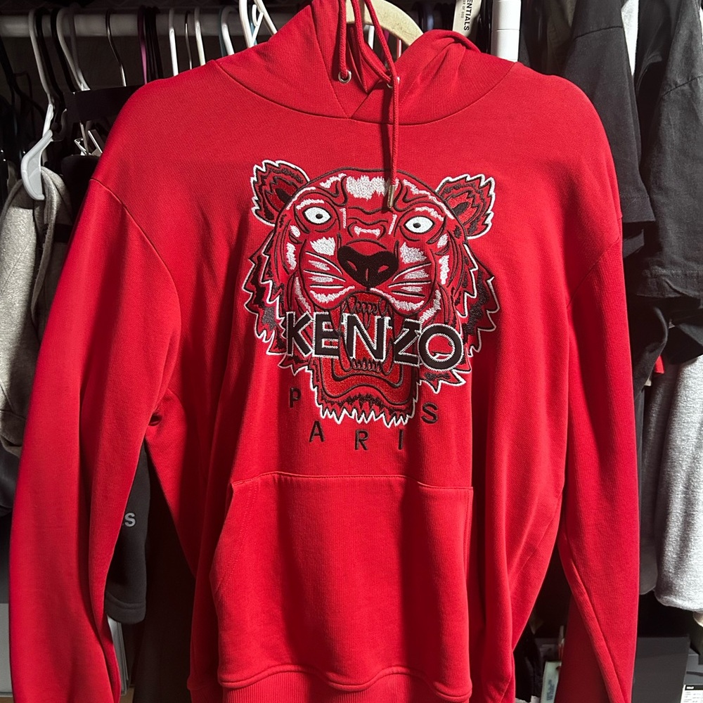 Kenzo Embroidered Tiger Head Red Hoodie - Picture 5 of 7